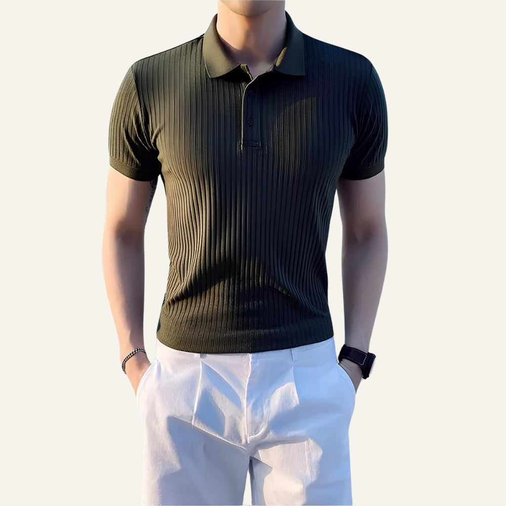 Men's Ribbed Knit Polo Shirt Bourton
