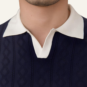 Camisa Polo Masculina Old Money La Martine Azul Marinho