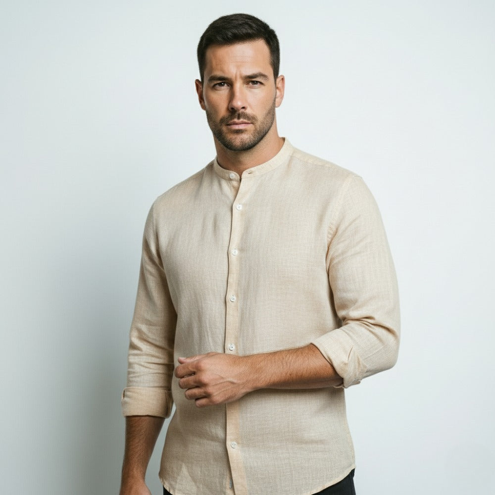 Camisa de Linho Manga Longa Varenne bege