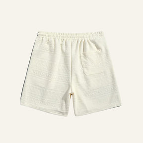Conjunto Masculino Short Old Money Jacquard Geometrik Bege