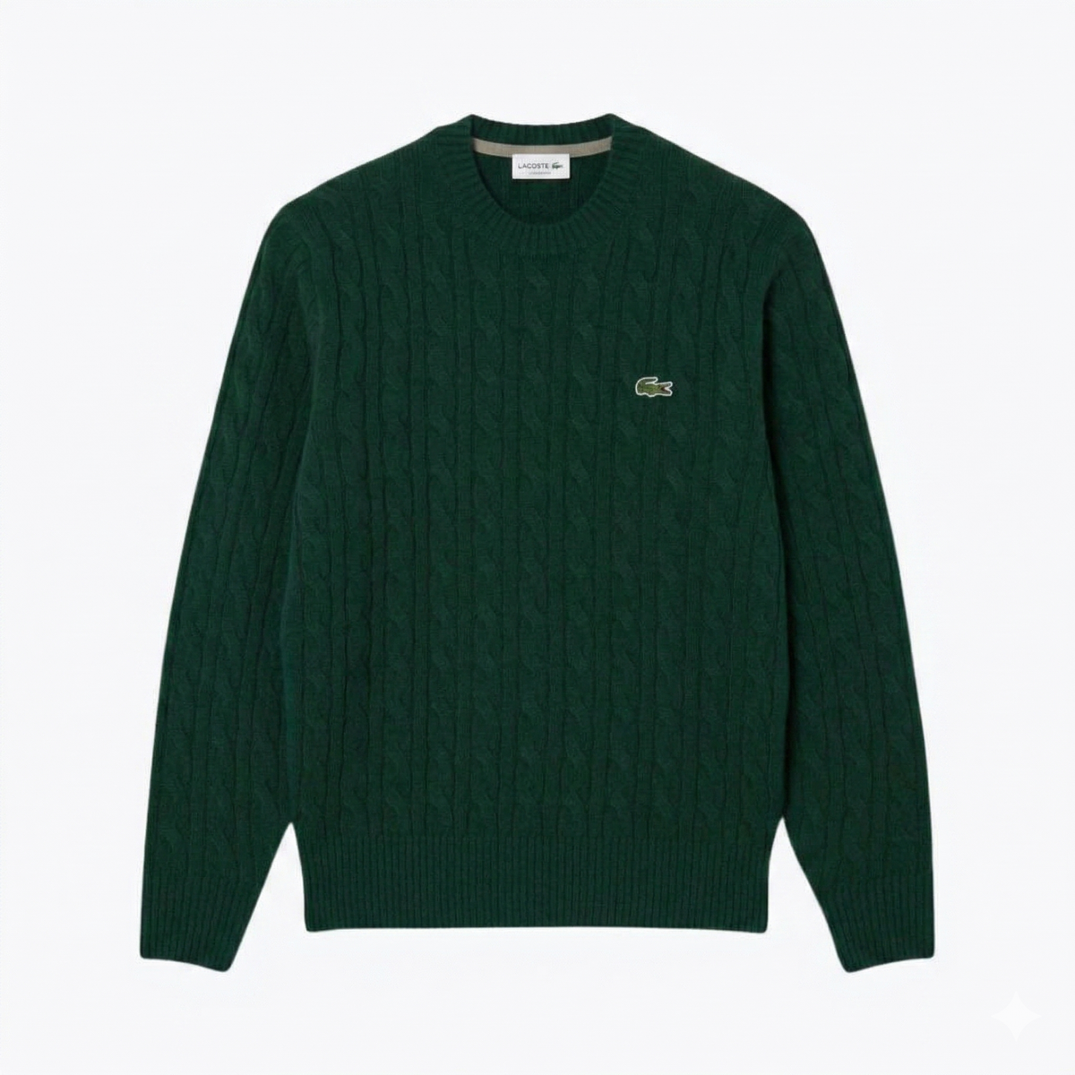 LC Cable Knit Carded Wool Crew Neck Sweater