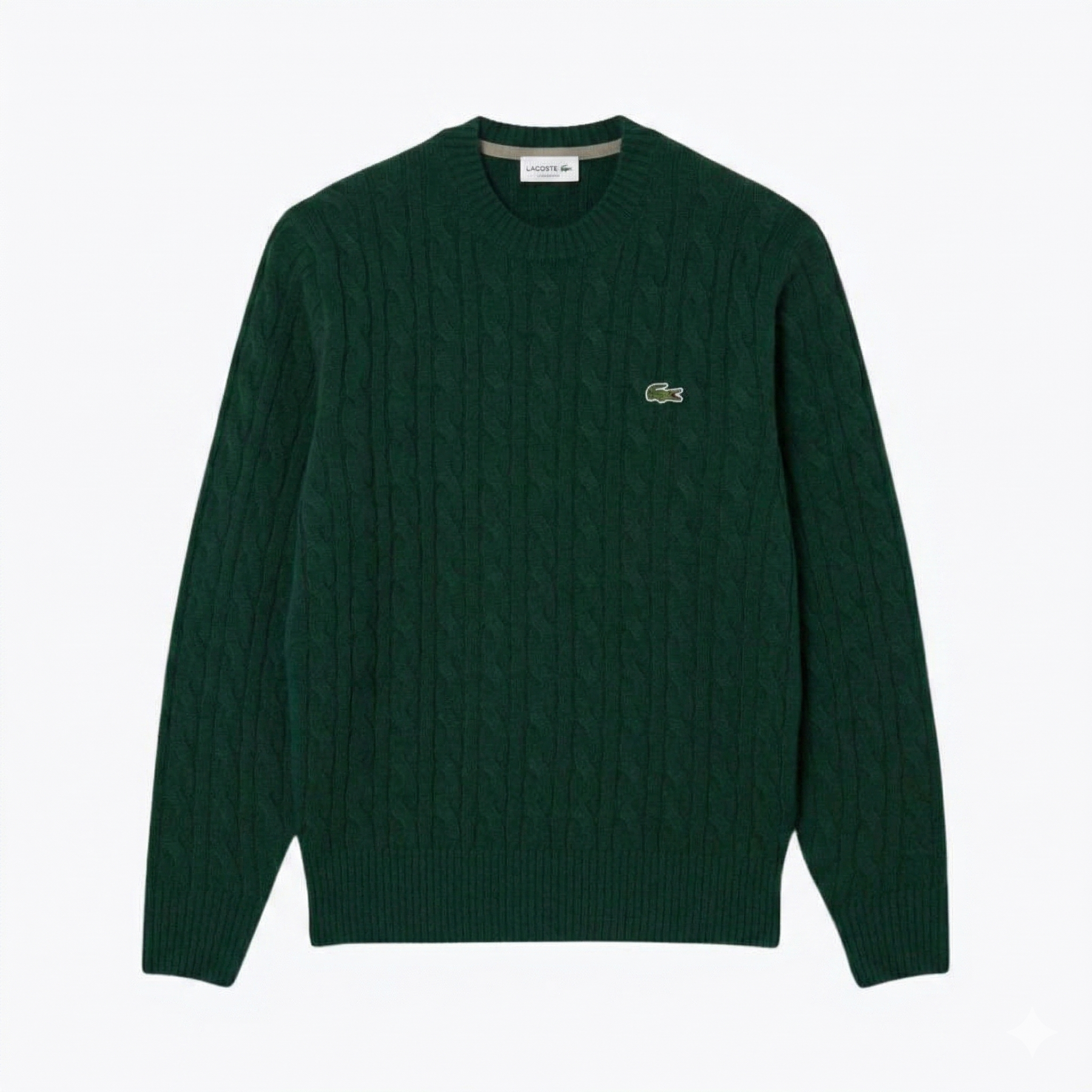 LC Cable Knit Carded Wool Crew Neck Sweater