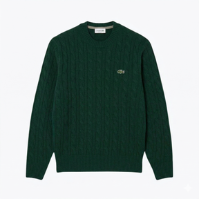 LC Cable Knit Carded Wool Crew Neck Sweater
