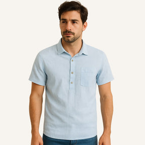 Men’s Linen Polo Shirt - Salerno light blue