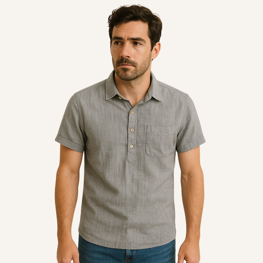 Men’s Linen Polo Shirt - Salerno light grey