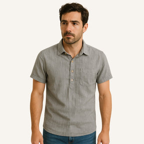 Men’s Linen Polo Shirt - Salerno light grey