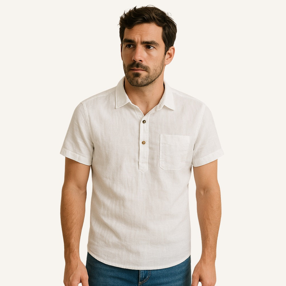 Men’s Linen Polo Shirt - Salerno white
