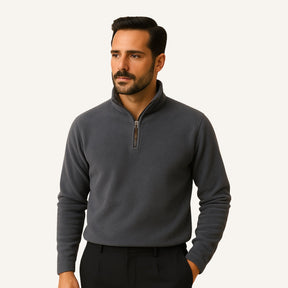 Men's Quarter Zip Sweater – Piemont DARK GREY