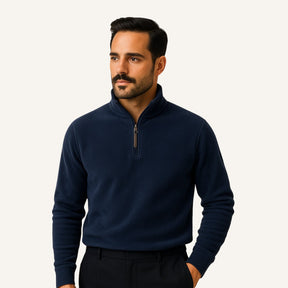 Men's Quarter Zip Sweater – Piemont navy blue
