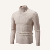 Mens Old Money High Collar Sweater - Rizzo Beige