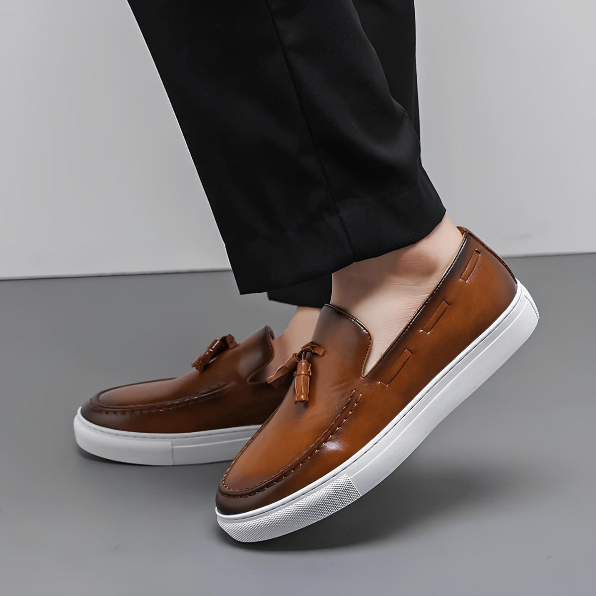 Mens Premium Leather Loafers – Duque Brown