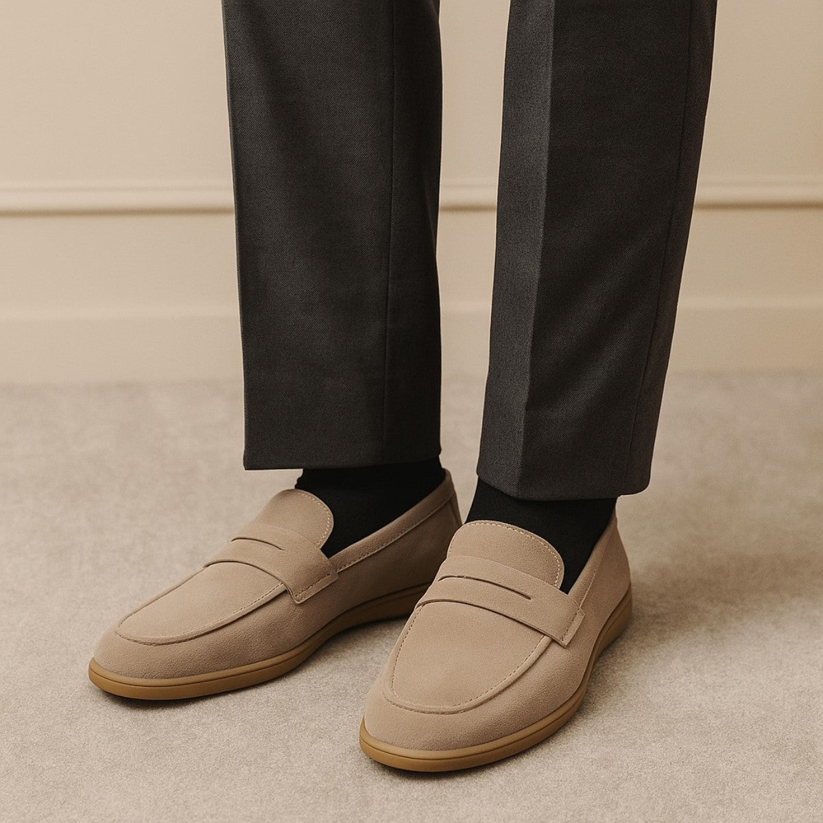 Mocassim Loafer de camurca Masculino Master marrom claro