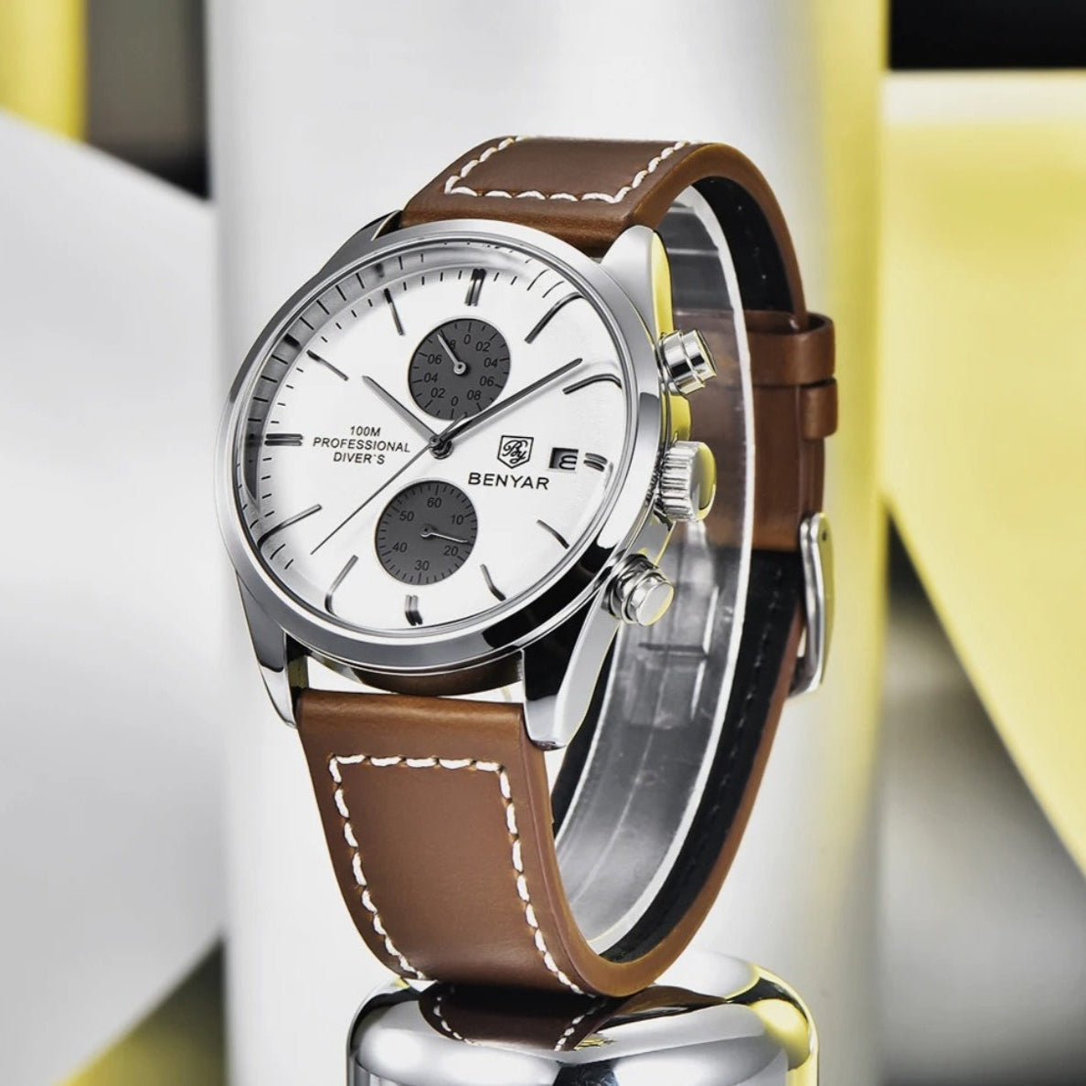 Relogio de Couro Marrom Classic Civano