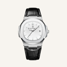 Relogio de Couro Preto Luxe Civano fundo branco