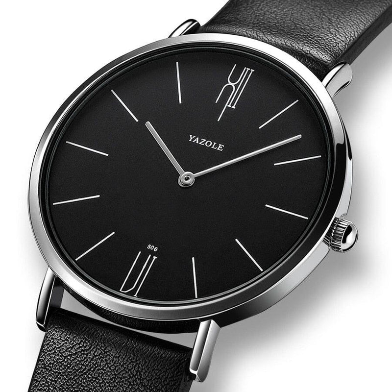 Relogio de Couro pulseira preto Old Money Civano 