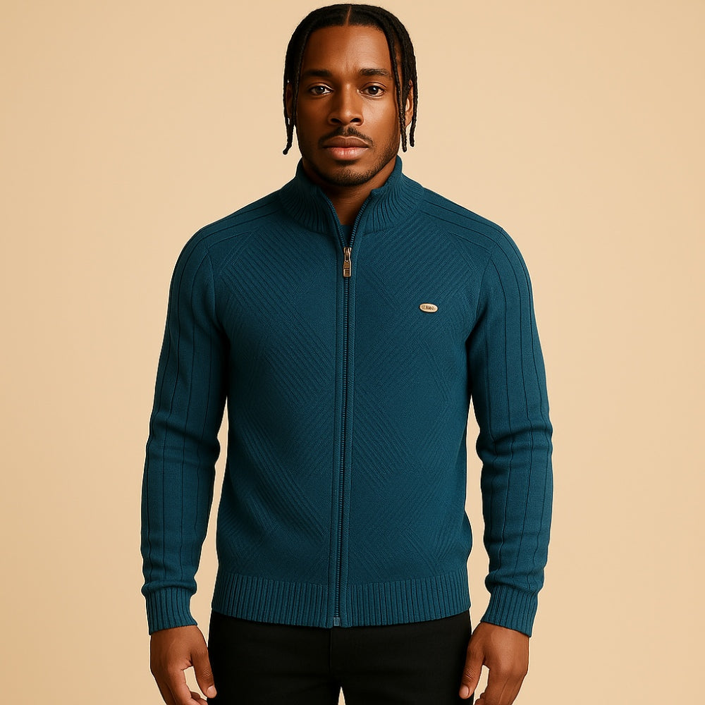 Sueter Masculino com Ziper Pesson Arno Azul Ciano