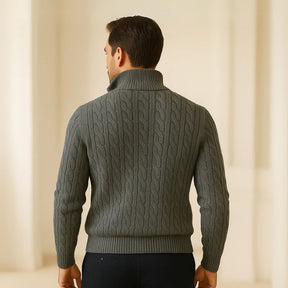 Sueter Masculino de Trico Gola Alta Meio Ziper Fontaine cinza