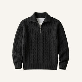 Sueter Masculino de Trico Gola Alta Meio Ziper Fontaine preto