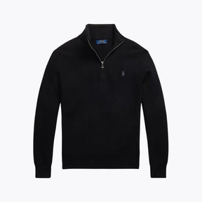 Mesh-Knit Cotton Quarter-Zip Sweater