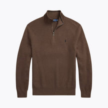 Mesh-Knit Cotton Quarter-Zip Sweater
