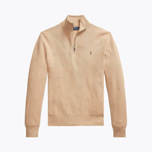 Mesh-Knit Cotton Quarter-Zip Sweater