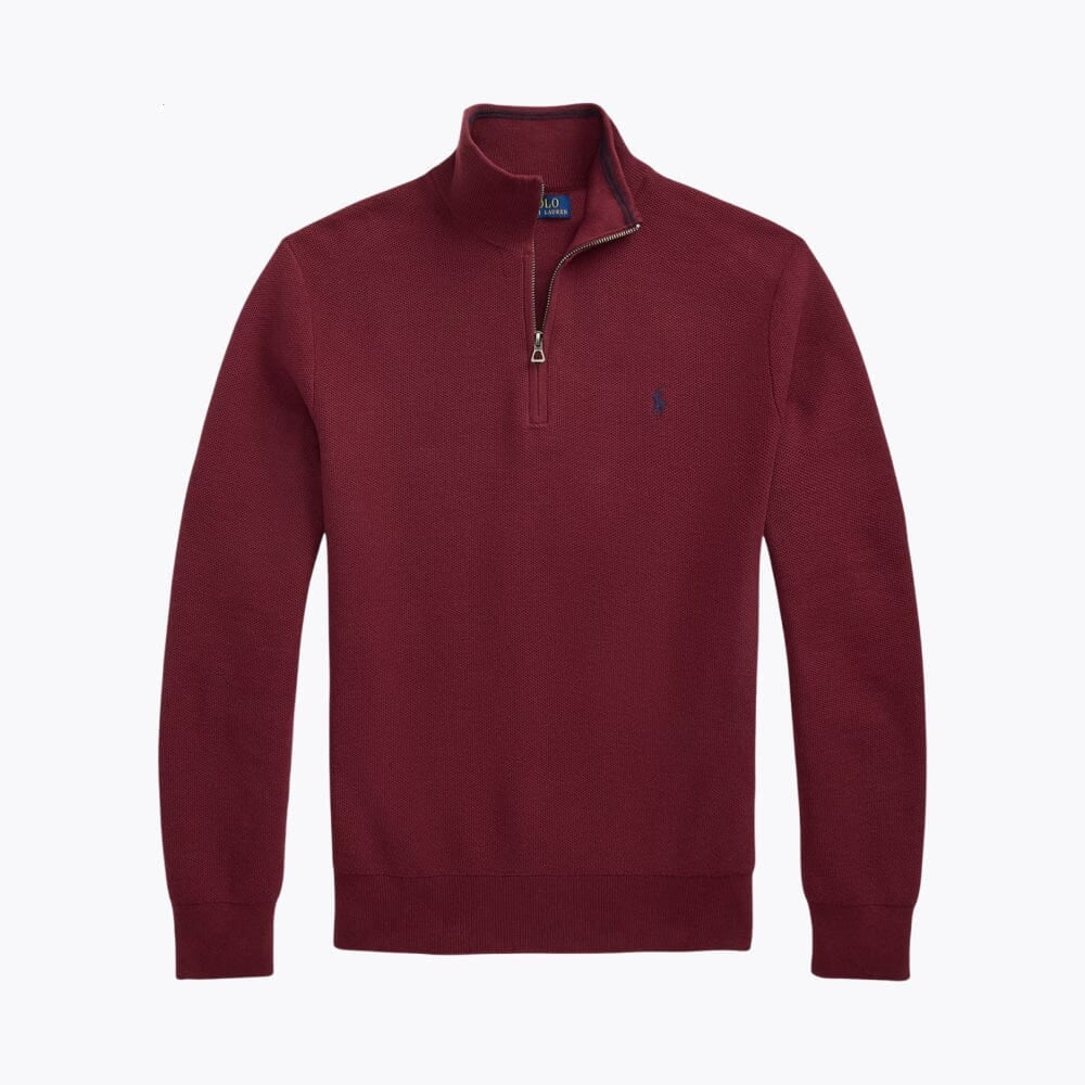 Mesh-Knit Cotton Quarter-Zip Sweater