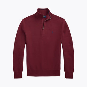 Mesh-Knit Cotton Quarter-Zip Sweater